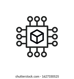 Simple chip line icon. Stroke pictogram. Vector illustration isolated on a white background. Premium quality symbol. Vector sign for mobile app and web sites.