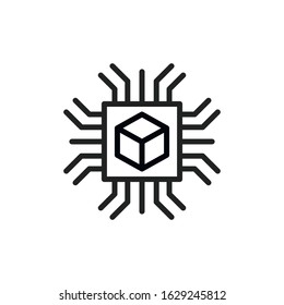 Simple chip line icon. Stroke pictogram. Vector illustration isolated on a white background. Premium quality symbol. Vector sign for mobile app and web sites.