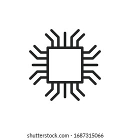 Icono de línea de chip simple. Pictograma de trazo. Ilustración vectorial aislada en un fondo blanco. Símbolo de calidad superior. Signo de vector para aplicaciones móviles y sitios web.