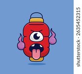 Simple Chochin Obake The Haunted Lantern Spirit cartoon vector illustration Collection of Japan ghost concept icon isolated