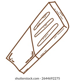 The simple chocolate bar colored brown line art on a white background gives it a clean, playful look suitable for confectionery packaging, branding.