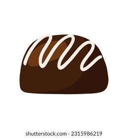 Simple Chocolate bonbon ball in dark choco for chocolate day and Valentine gift. Vector illustration animated cartoon candy flat icon collection isolated on white background