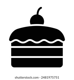 Simple Chocolate Cake glyph icon. The icon can be used for websites, print templates, presentation templates, illustrations, etc