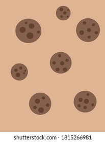 Simple chocolate cookies flat vector background wallpaper