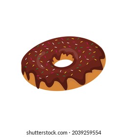Simple Chocolate Donut Vector Illustration Isolated on White Background