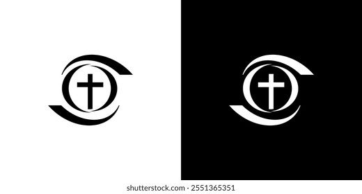 simple christian cross logo vector