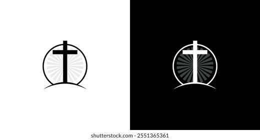 simple christian cross logo vector