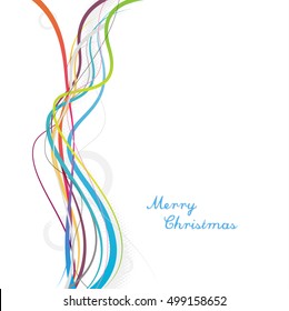 Simple Christmas background with colorful vertical lines and Merry Christmas text.