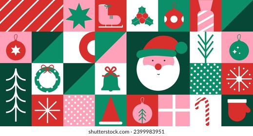 Simple Christmas background, elegant geometric minimalist style  for wrapping paper, background, wallpaper. Holiday season, Trendy, contemporary abstract design. Modern style.  vector illustration.