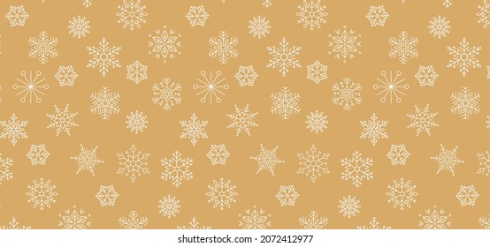 Simple Christmas background, geometric minimalist pattern with golden snowflakes. Retro Xmas concept design