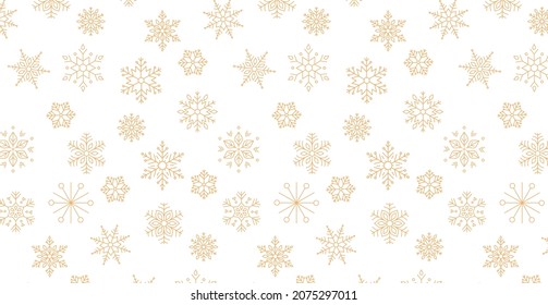 Simple Christmas background, geometric minimalist pattern with golden snowflakes. Retro Xmas concept design