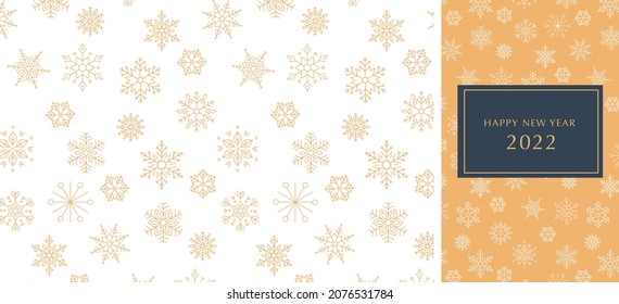 Simple Christmas background, geometric minimalist pattern with golden snowflakes. Retro Xmas concept design