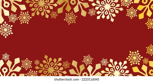 Fondo de navidad simple con copo de nieve dorado sobre fondo de escarlata roja