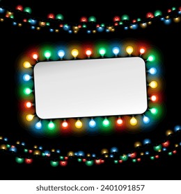 Simple Christmas Banner with Colorful Lights. Clipart  for holiday projects.