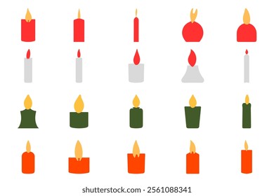 Simple Christmas Candle Illustration Design Set