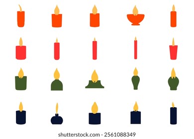 Simple Christmas Candle Illustration Design Set