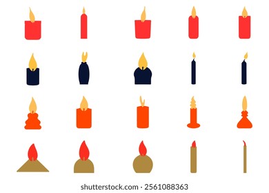 Simple Christmas Candle Illustration Design Set