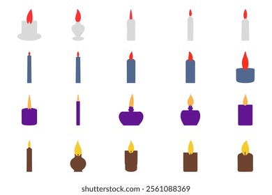 Simple Christmas Candle Illustration Design Set