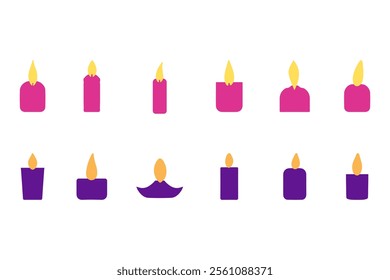 Simple Christmas Candle Illustration Design Set