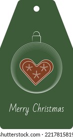simple Christmas card with Christmas ball and heart. Flat vector illustration