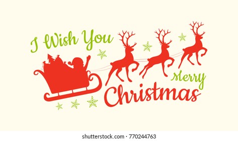Simple Christmas card with calligraphy and ornaments. Vector.