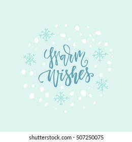 Simple Christmas card design with handdrawn illustration and lettering. Vector holiday series.