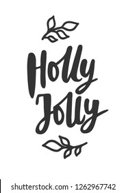 Simple Christmas card. Hand drawn text and holiday symbols isolated on white. Winter holiday greetings quote. Great For Christmas and New year cards, party posters, gift tags.