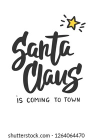 Simple Christmas card. Hand drawn text and holiday symbols isolated on white. Winter holiday greetings quote. Great For Christmas and New year cards, party posters, gift tags.