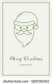 Simple tarjeta de Navidad con Santa Claus y deseos. Tarjeta de felicitación de Navidad. Vector