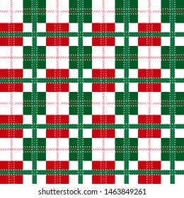 Simple Christmas colors theme red white green twill plaid checkered pattern