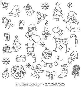 Simple Christmas Doodle Set in Black and White
A charming and simple set of Christmas and New Year doodles, hand-drawn in a cute outline style. 