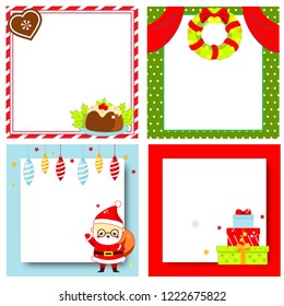 Simple Christmas frames. New Year blank backgrounds set for invitations, advertisements, greeting cards and seasonal design