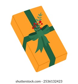 Simple Christmas gift boxes wrapped with holiday decorations. Flat Illustration Holiday Shopping