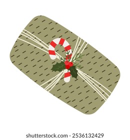 Simple Christmas gift boxes wrapped with holiday decorations. Flat Illustration Holiday Shopping