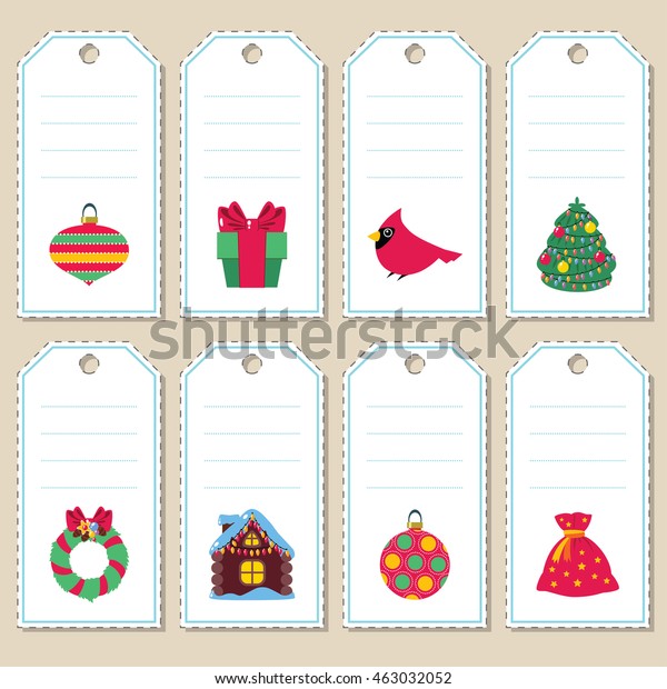 Simple Christmas Gift Tags Some Blank Stock Vector (Royalty Free) 463032052