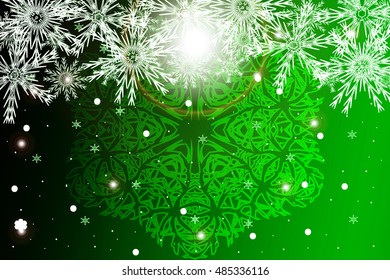 simple christmas green background with snowflake. vector illustration. for design