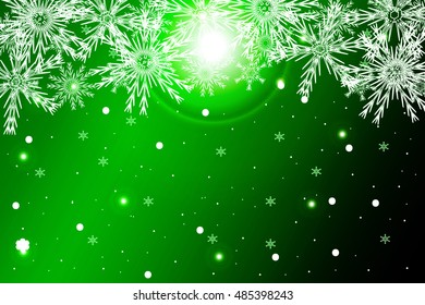 simple christmas green background with snowflake. vector illustration. for design