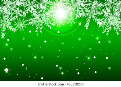 simple christmas green background with snowflake. vector illustration. for design