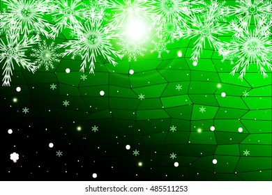 simple christmas green background with snowflake. vector illustration. for design