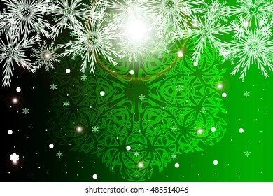 simple christmas green background with snowflake. vector illustration. for design