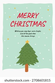 Cartões de Natal simples com Ilustração de Árvore e Neve