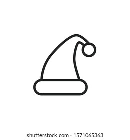 Simple christmas hat icon. Stroke pictogram. Vector illustration isolated on a white background. Premium quality symbol. Vector sign for mobile app and web sites.