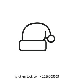 Simple christmas hat icon. Stroke pictogram. Vector illustration isolated on a white background. Premium quality symbol. Vector sign for mobile app and web sites.