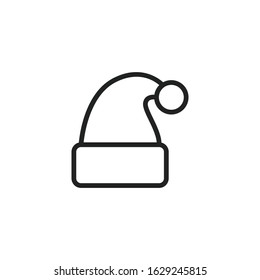 Simple christmas hat icon. Stroke pictogram. Vector illustration isolated on a white background. Premium quality symbol. Vector sign for mobile app and web sites.