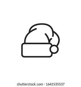 Simple christmas hat icon. Stroke pictogram. Vector illustration isolated on a white background. Premium quality symbol. Vector sign for mobile app and web sites.