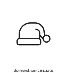 Simple christmas hat icon. Stroke pictogram. Vector illustration isolated on a white background. Premium quality symbol. Vector sign for mobile app and web sites.