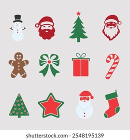 Ilustración vectorial de diseño de íconos de Navidades simples