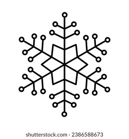 Sencillo copo de nieve con icono de navidad. El logo de la nieve abstracta heló el clima frío. Precipitación de invierno. Ilustración vectorial plana en estilo de arte en línea