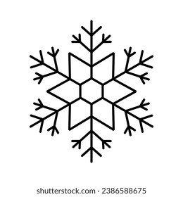 Einfache Weihnachten-Ikone-Schneeflocke. Abstraktes Schnee-Logo frost kaltes Wetter. Winterniederschlag. Flache Vektorgrafik im Kunststil