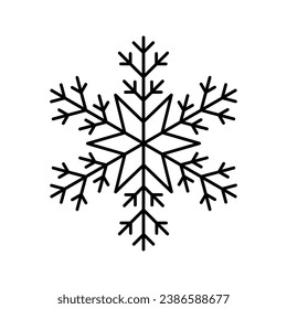 Sencillo copo de nieve con icono de navidad. El logo de la nieve abstracta heló el clima frío. Precipitación de invierno. Ilustración vectorial plana en estilo de arte en línea